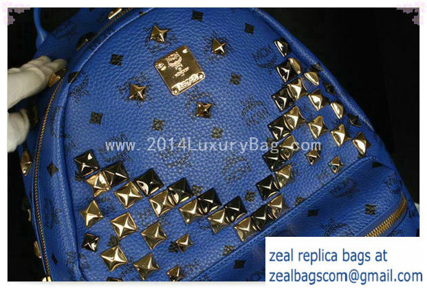 High Quality Replica MCM Stark Backpack Jumbo in Calf Leather 8100 Blue